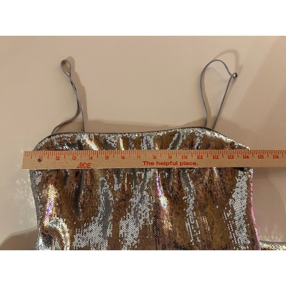Reformation Frankie silver sequin midi strappy dress 4 glam disco retro - Picture 7 of 11